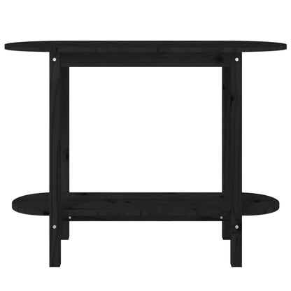 Mesa Consola Madera Maciza De Pino Negro 110x40x80 Cm_3