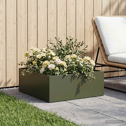 Macetero De Jardín Verde Oliva 40 X 40 X 20 Cm_1