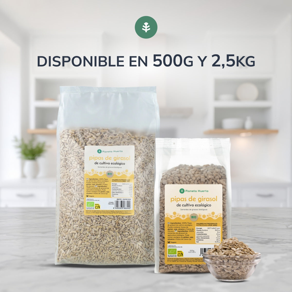 Pipas peladas de Girasol ECO Planeta Huerto 2,5 kg