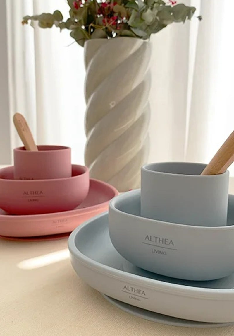 Vajilla De Silicona Orgánica - 4 Piezas - Rosa Profundo._2