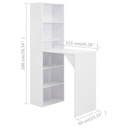 Mesa De Bar Con Estantería Blanca 115x59x200 Cm_4