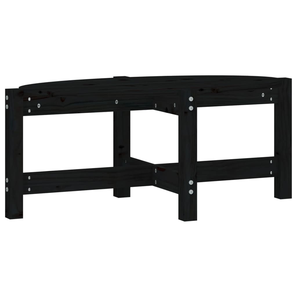 Mesa De Centro De Madera Maciza De Pino Negro 87x48x35 Cm_0