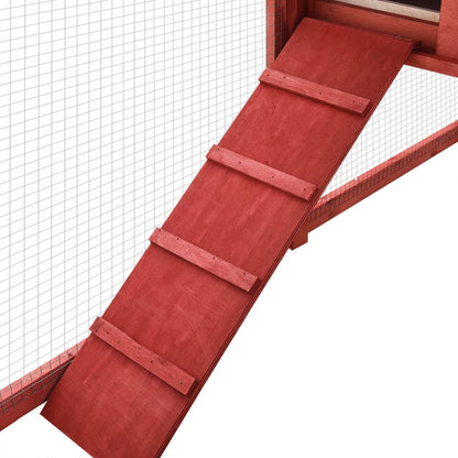 Vidaxl Conejera De Exterior Con Corredor Madera De Abeto Rojo Y Blanco_5