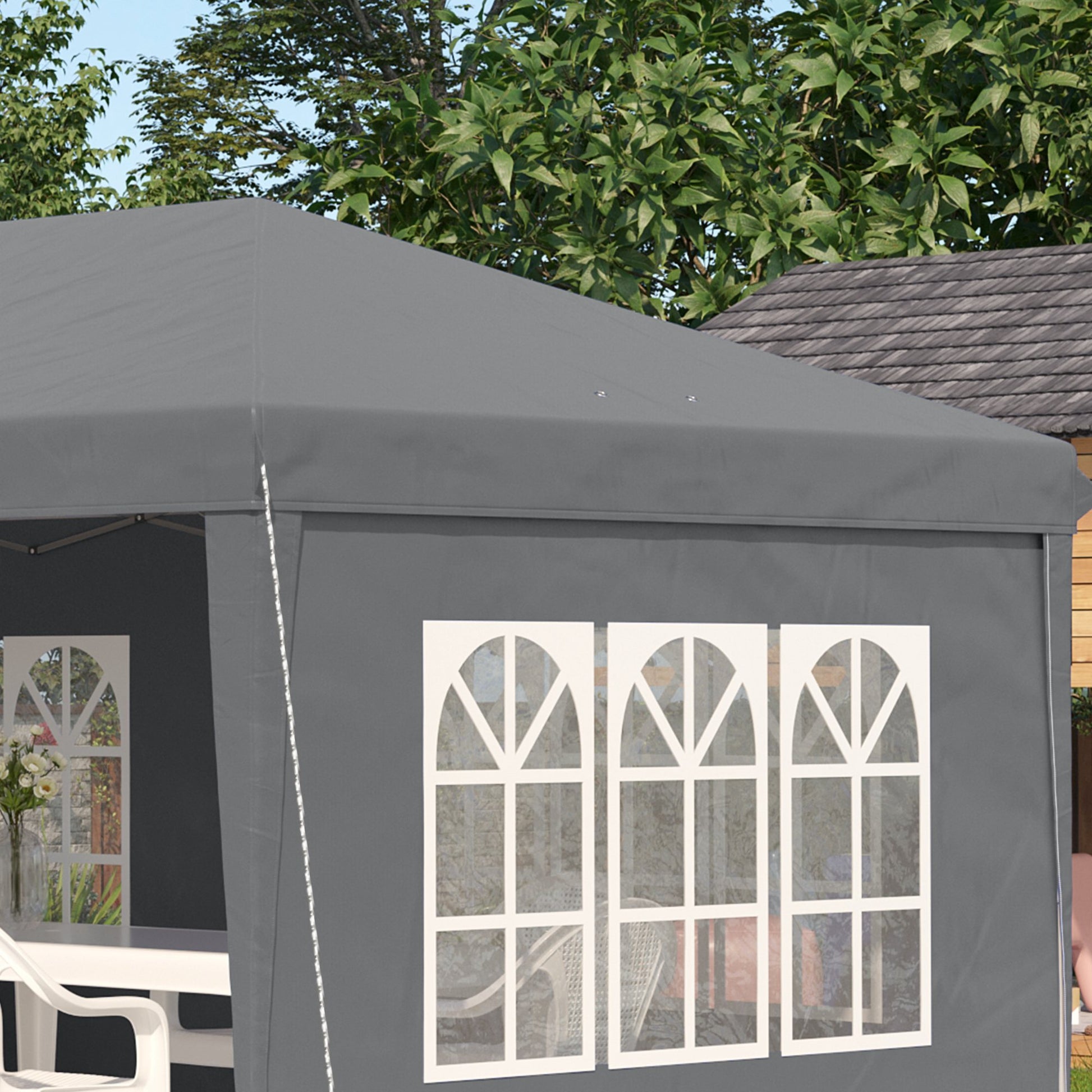 Outsunny Carpa Plegable 6x3 M Con 4 Laterales Desmontables 4 Ventanas Gris_3