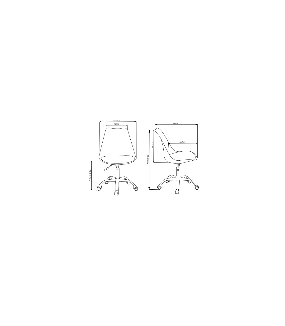 Silla De Oficina Adriana Acabado Gris. Alto: 85.5-100.5cm Ancho: 47.5cm Fondo: 54.5cm._2