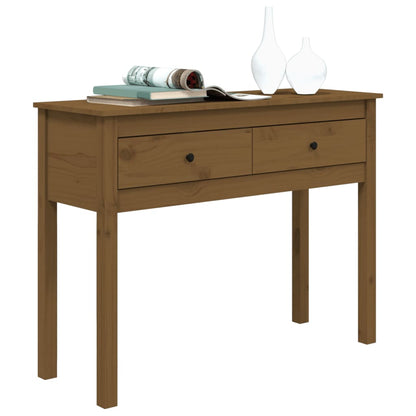 Mesa Consola De Madera Maciza De Pino Marrón Miel 100x35x75 Cm_2