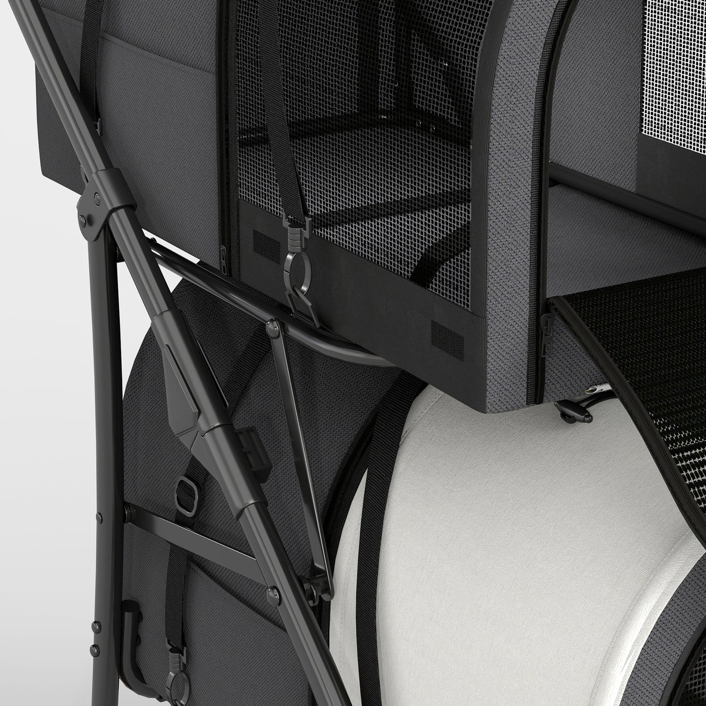 Pawhut Carrito Doble Para Perros Plegable Con 2 Transportines 66x50x98 Cm_3