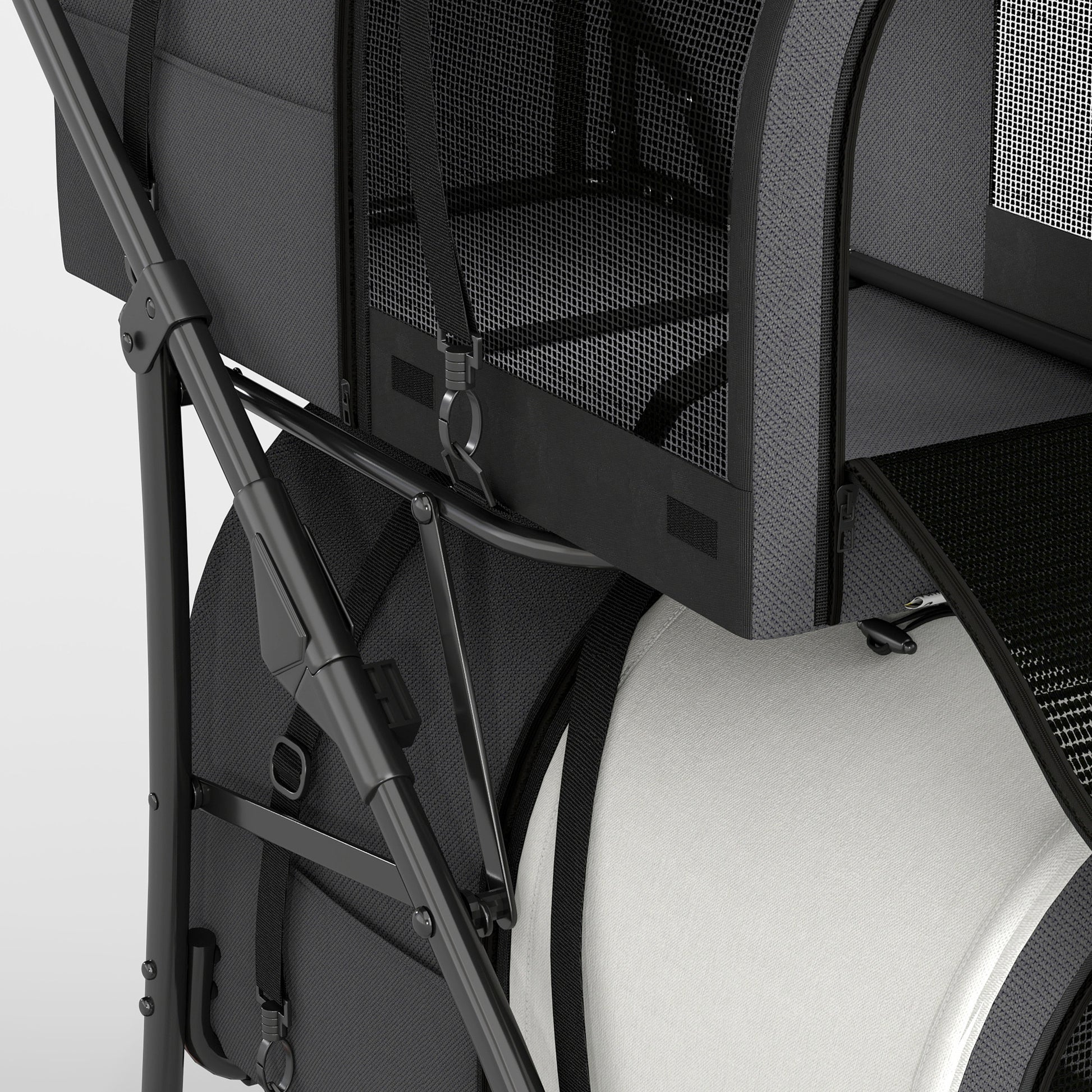 Pawhut Carrito Doble Para Perros Plegable Con 2 Transportines 66x50x98 Cm_3