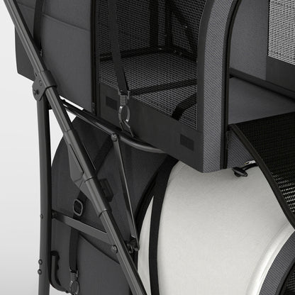 Pawhut Carrito Doble Para Perros Plegable Con 2 Transportines 66x50x98 Cm_3