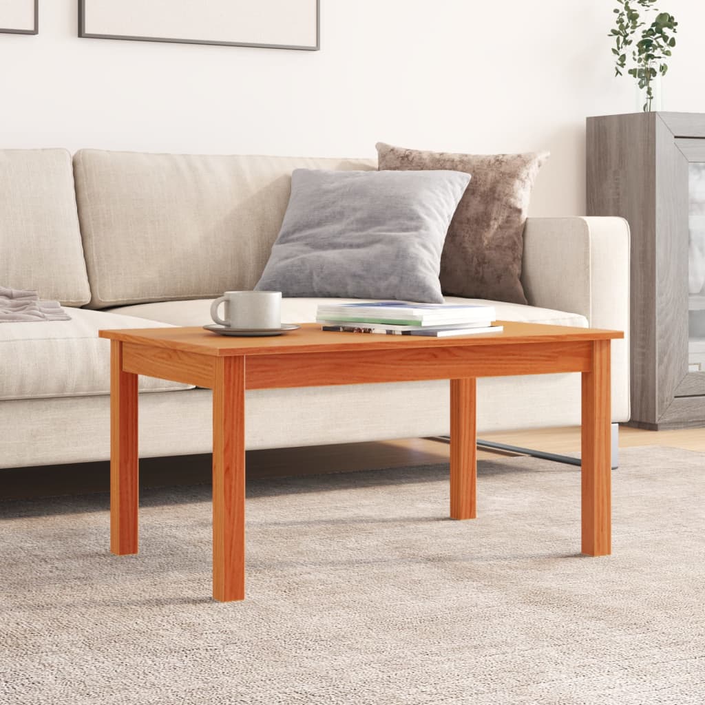 Mesa De Centro Madera Maciza De Pino Marrón Cera 80x50x40 Cm_1
