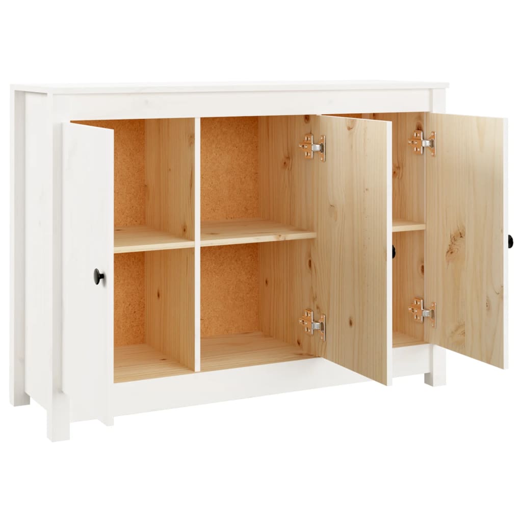 Aparador De Madera Maciza De Pino Blanco 100x35x74 Cm / Vetonek_4
