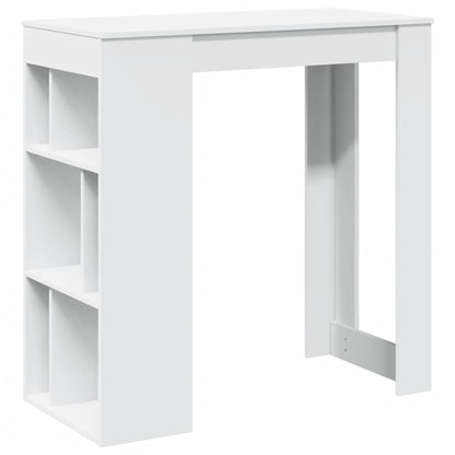 Mesa Bar Con Estantes Madera Ingeniería Blanca 102x50x103,5 Cm_0