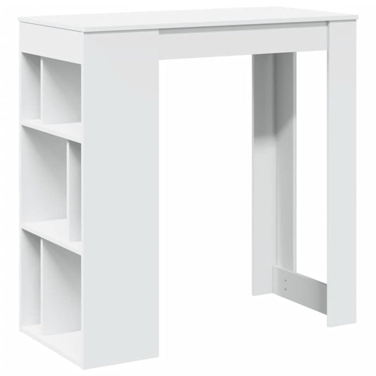 Mesa Bar Con Estantes Madera Ingeniería Blanca 102x50x103,5 Cm_0