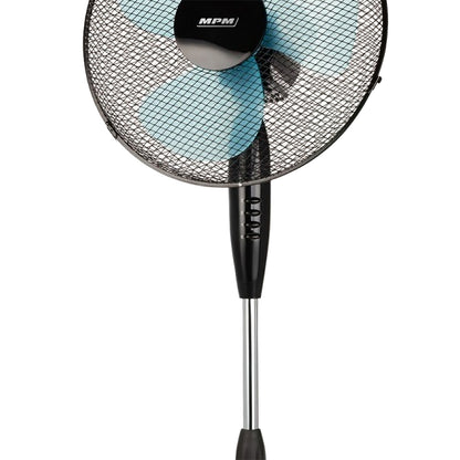 Ventilador Pie Oscilante 42 Cm, 3 Velocidades, Altura Ajustable, Función Bloqueo Oscilación, Silencioso Mpm Mwp-17, Negro