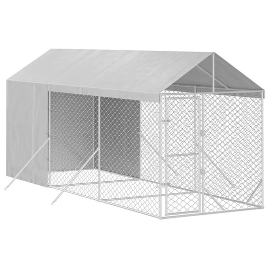 Vidaxl Perrera De Exterior Con Toldo Acero Galvanizado Plata 2x6x2,5 M_0