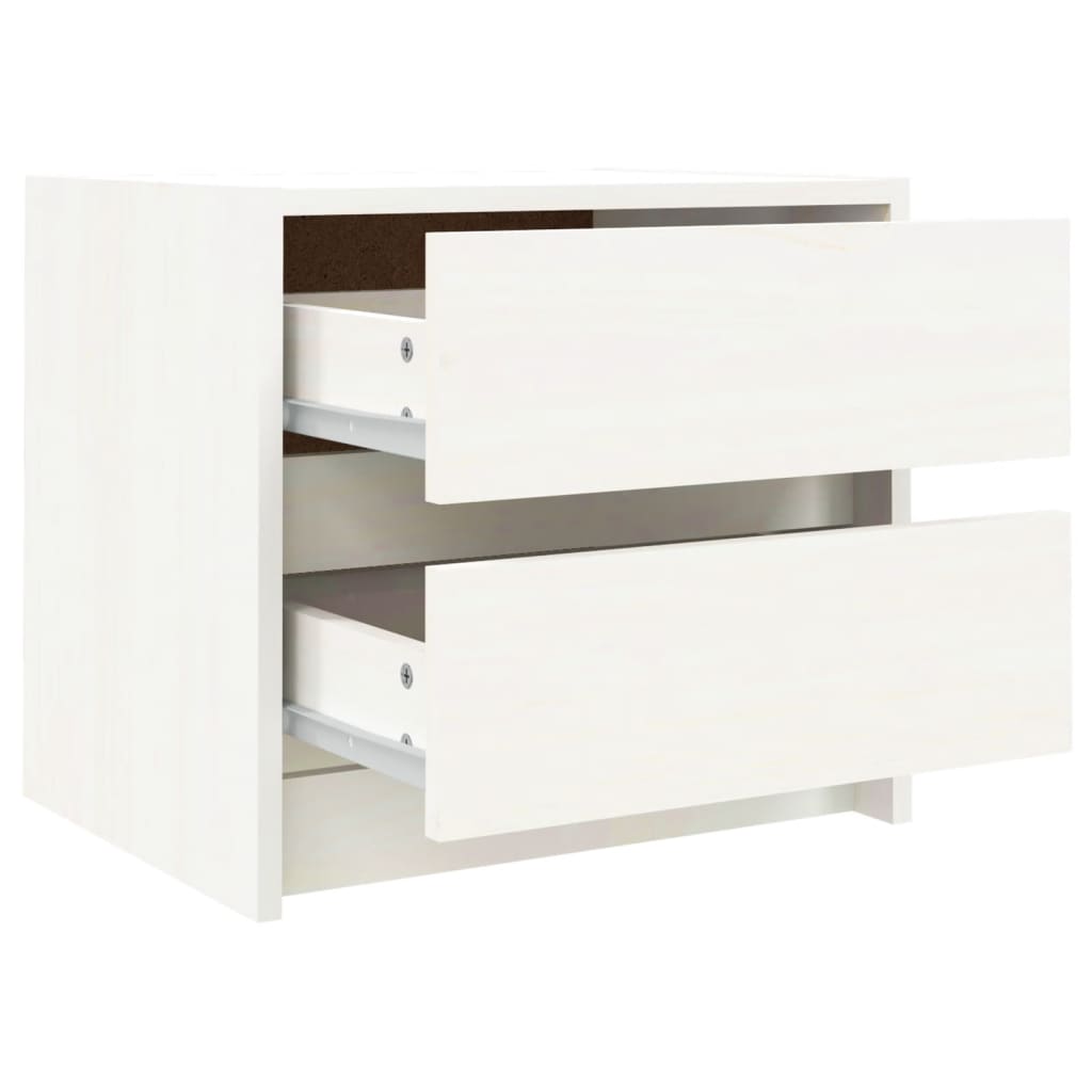 Mesita De Noche Madera Maciza De Pino Blanco 40x31x35,5 Cm_4