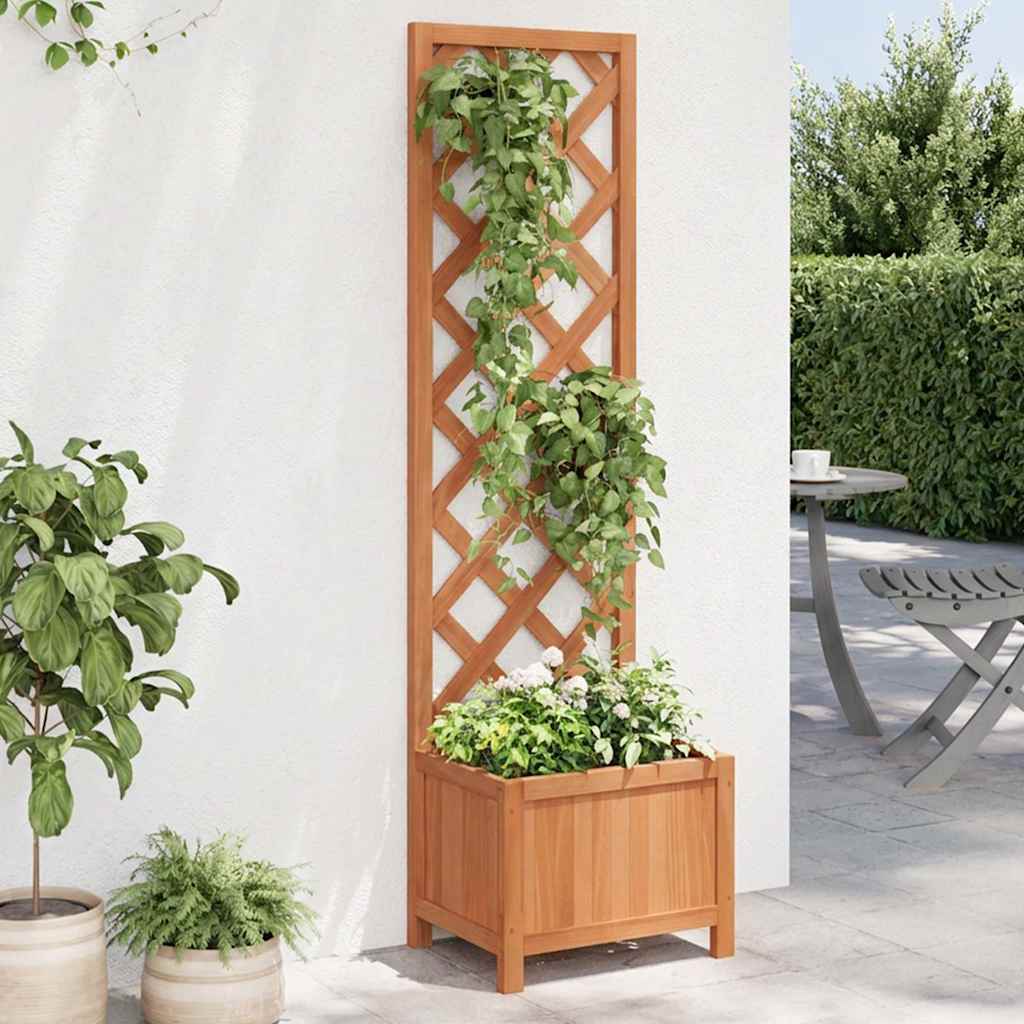 Jardinera Con Enrejado 40x30x135 Cm Madera Maciza De Abeto_1