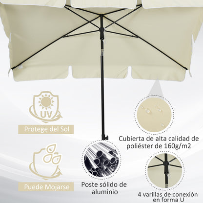 Outsunny Sombrilla De Jardín De Aluminio 2x1,3x2,5 M Beige_5