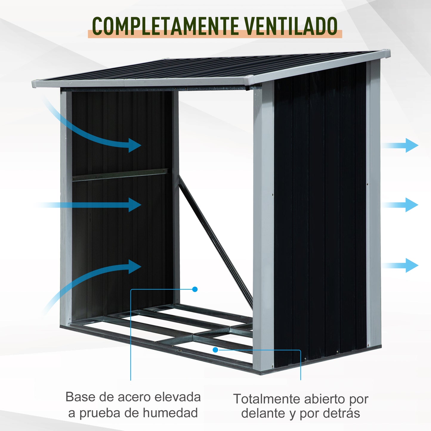 Outsunny Casetilla Para Leña De Acero Galvanizado Para Jardín Exterior_5