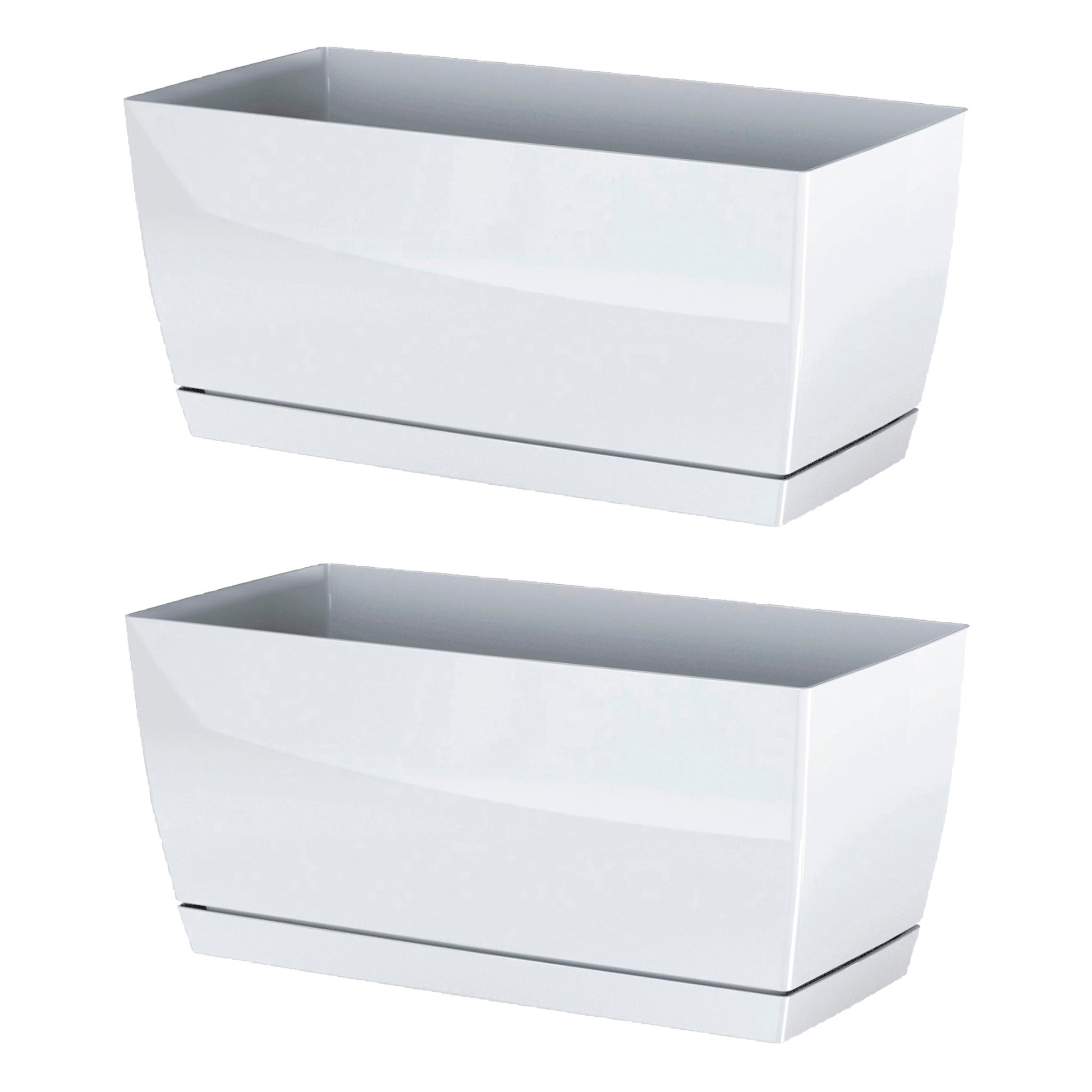 2x Jardinera De Plastico Coubi Case P En Color Blanco 24 (largo) X 12 (ancho) X 11 (altura) Cm_0