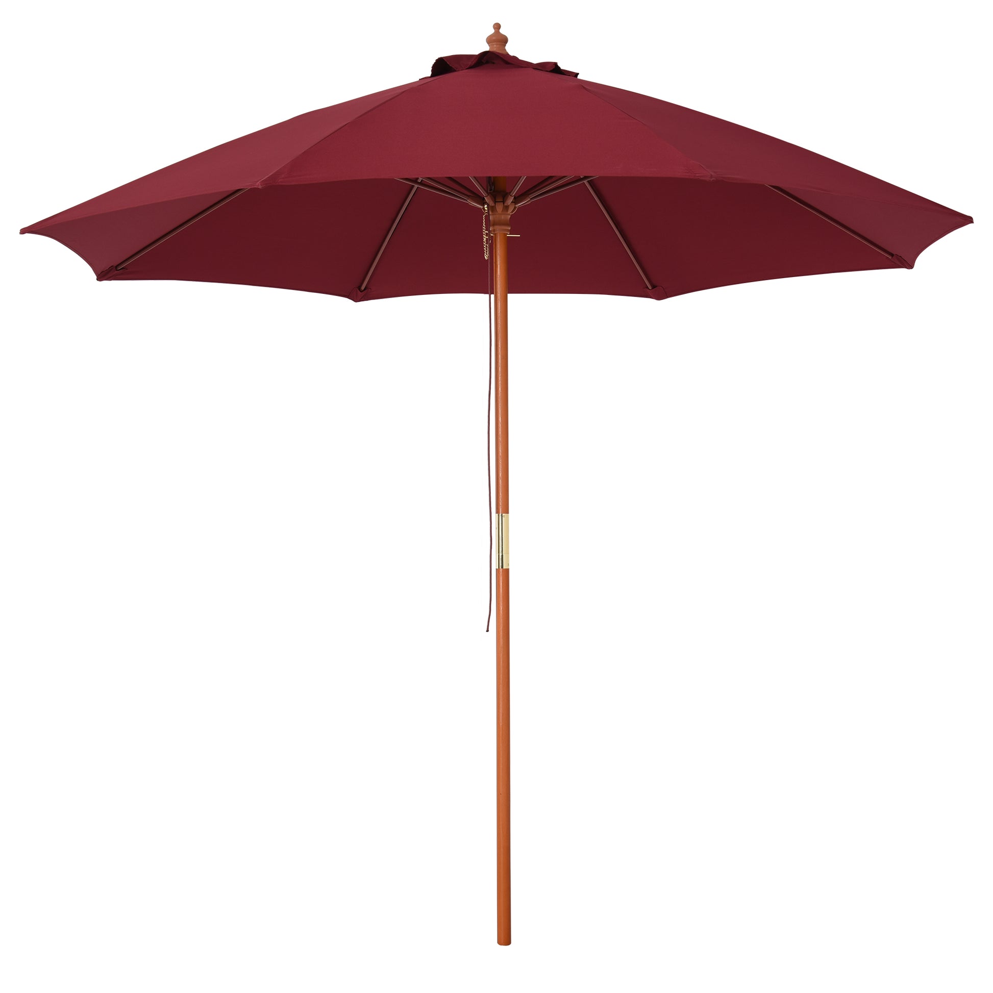 Outsunny Sombrilla De Madera Ajustable Ventilación Sistema Polea Ø257x253cm Rojo_0