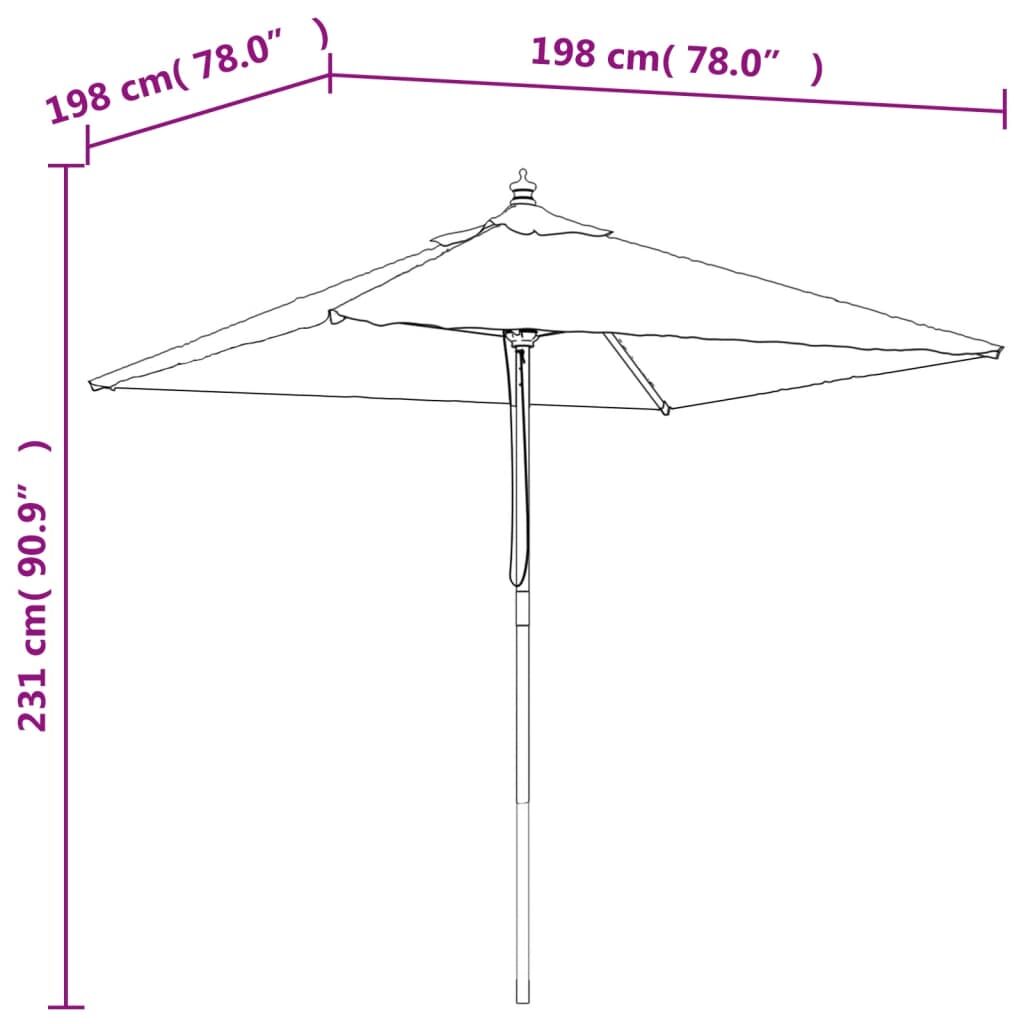 Vidaxl Sombrilla De Jardín Con Poste De Madera Terracota 198x198x231cm_2