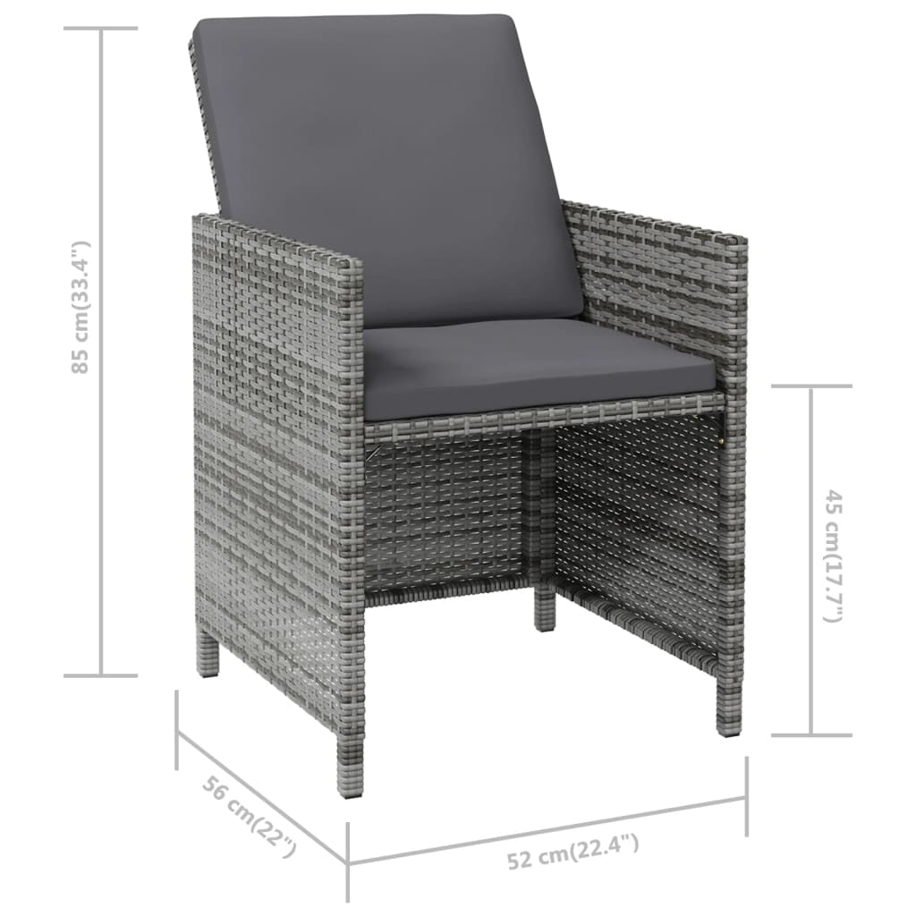 Vidaxl Conjunto De Silla De Jardín Y Taburete 4 Piezas Ratán Pe Gris_2