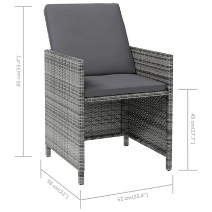 Vidaxl Conjunto De Silla De Jardín Y Taburete 4 Piezas Ratán Pe Gris_2