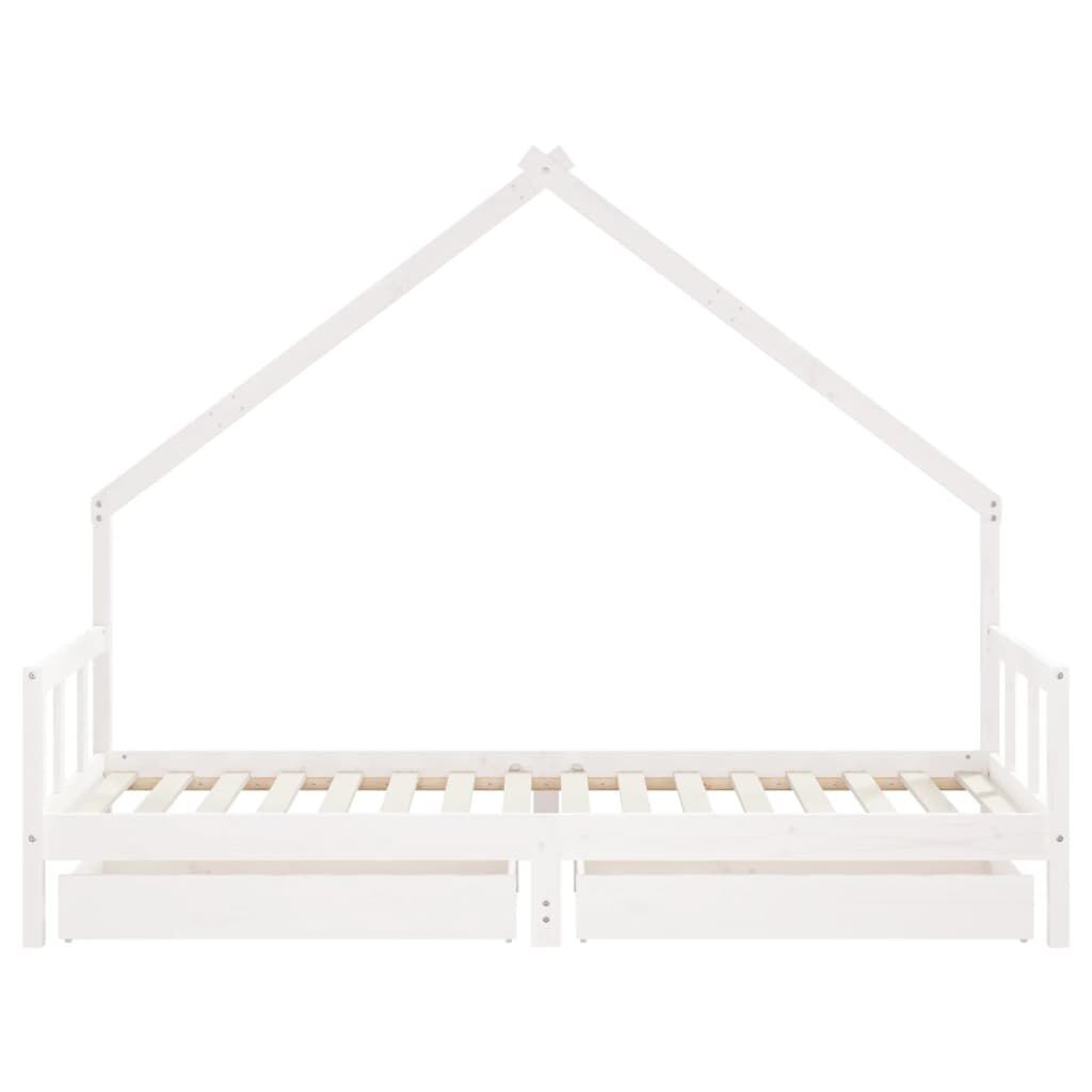 Vidaxl Estructura Cama Niños Con Cajones Madera Pino Blanco 90x200 Cm_4