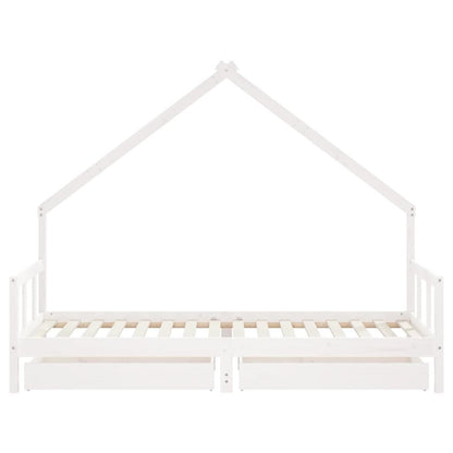 Vidaxl Estructura Cama Niños Con Cajones Madera Pino Blanco 90x200 Cm_4
