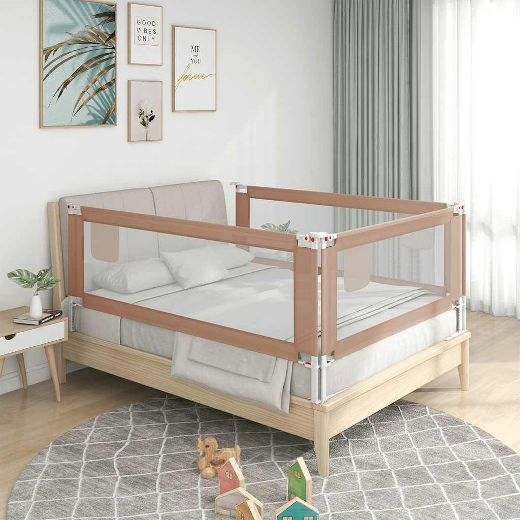 Vidaxl Barandilla De Seguridad Cama De Niño Gris Taupe Tela 140x25 Cm_1