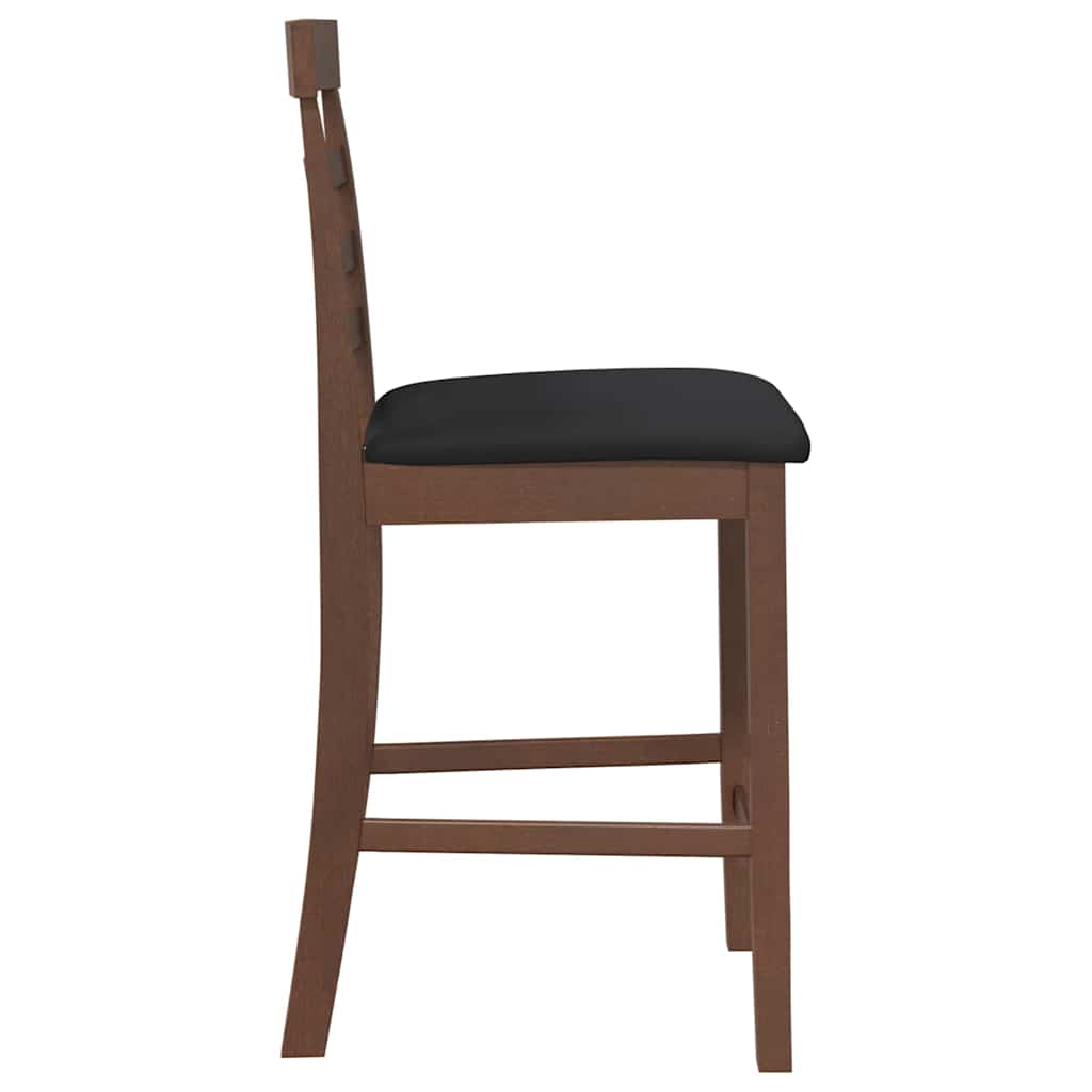 Taburetes De Bar Con Cojines 2 Uds Madera Maciza Marrón Caucho_4