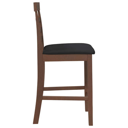Taburetes De Bar Con Cojines 2 Uds Madera Maciza Marrón Caucho_4