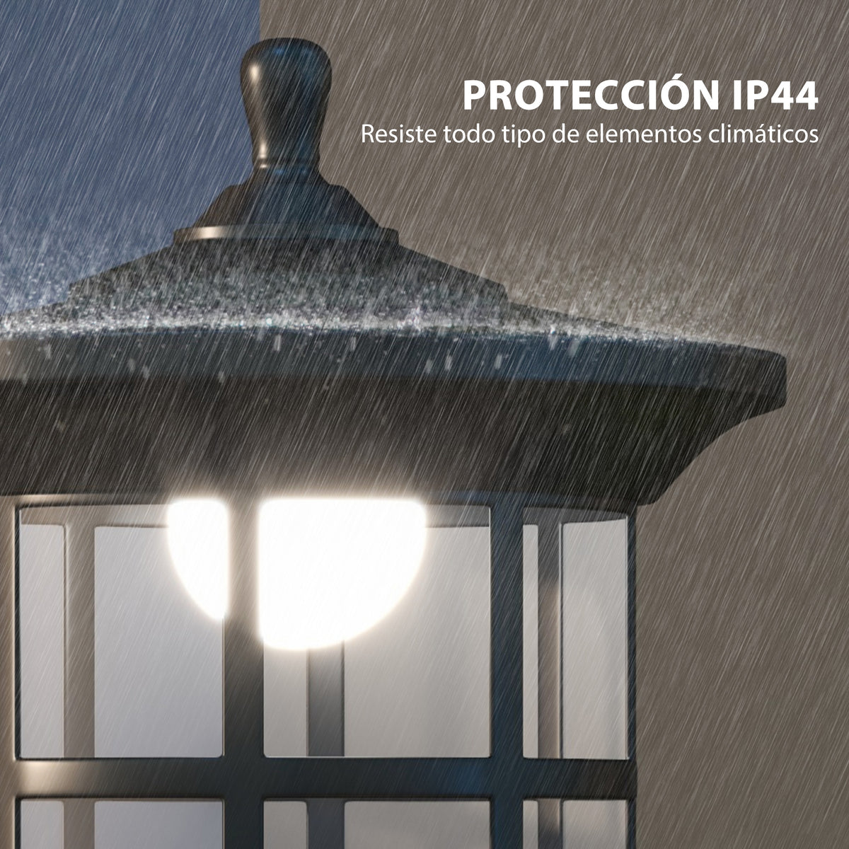 Farolas Solares Exterior Outsunny Acero Inoxidable, Abs Negro 23.5x23.5x184 Cm_5