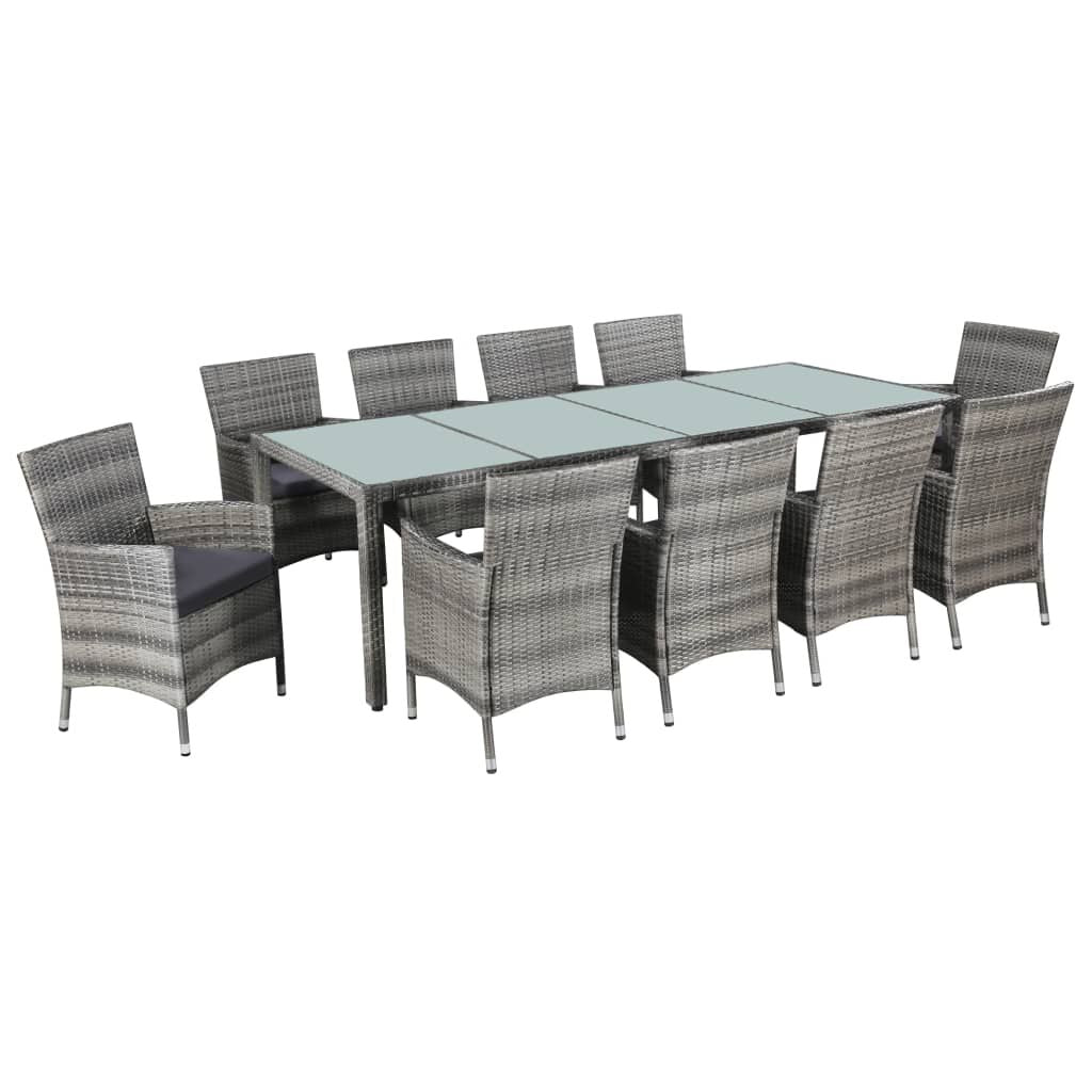 Vidaxl Set De Comedor De Jardín 11 Pzas Y Cojines Ratán Sintético Gris_0
