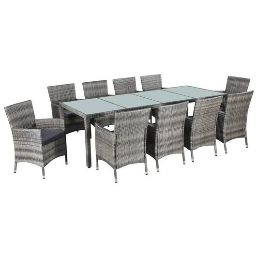 Vidaxl Set De Comedor De Jardín 11 Pzas Y Cojines Ratán Sintético Gris_0