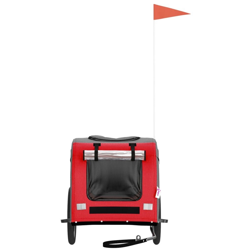 Vidaxl Remolque De Bicicleta Mascotas Hierro Tela Oxford Rojo Gris_3