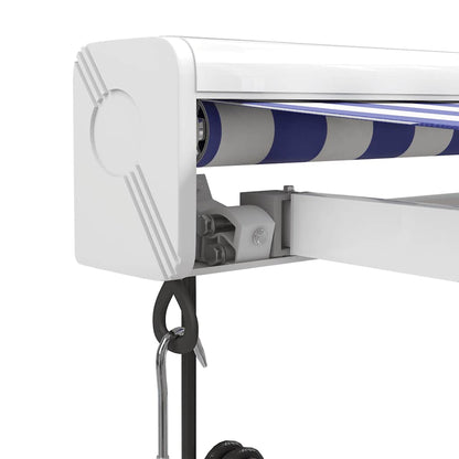 Toldo Retráctil Aluminio Y Tela Azul Y Blanco 4x3 M_5