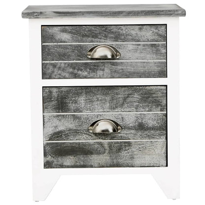 Mesita De Noche Madera De Paulownia Gris Y Blanca 38x28x45 Cm_1