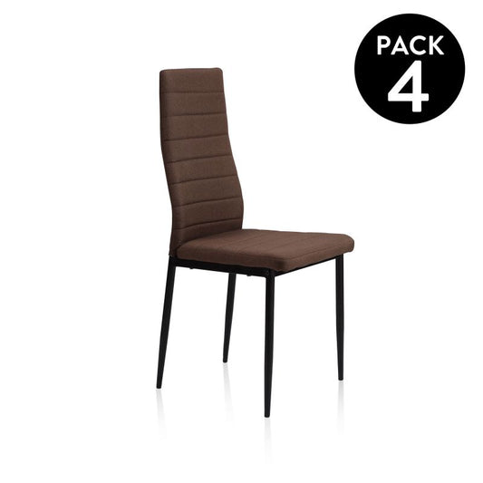 Pack 4 Sillas De Comedor Niza Tejido Tapizado, Marrón, 43 X 98 X 44_0