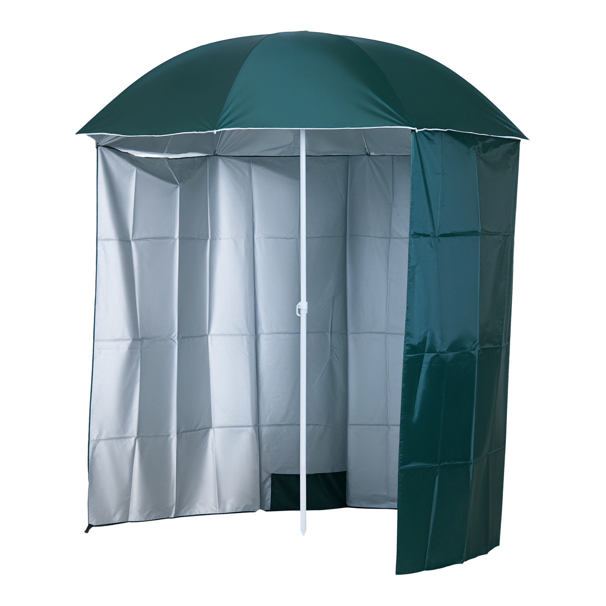 Outsunny Sombrilla De Playa Con Panel Lateral Apertura Manual Ø220x220 Cm Verde_0