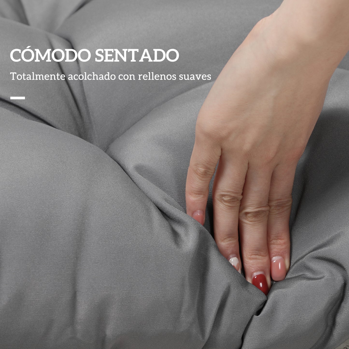 Outsunny Cojín Para Banco De 2 Plazas 110x48x8cm Para Interiores Exteriores Gris_3