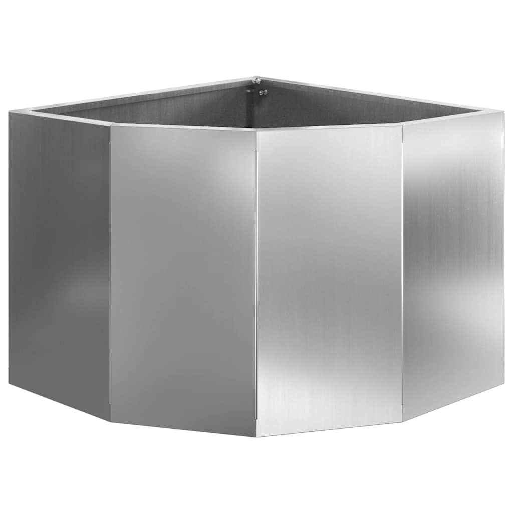 Macetero De Esquina Plateado 45 X 45 X 35 Cm Acero Galvanizado_4
