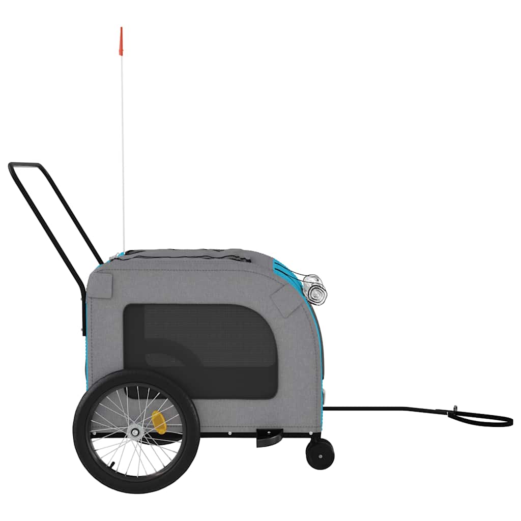 Remolque De Bicicleta Mascotas Hierro Tela Oxford Azul Gris_5