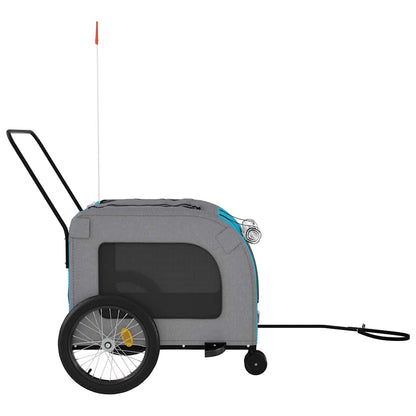 Remolque De Bicicleta Mascotas Hierro Tela Oxford Azul Gris_5