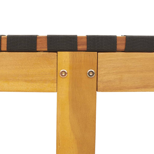 Tumbona Con Mesa Madera Maciza De Acacia Y Tela Negra / Vetonek_0