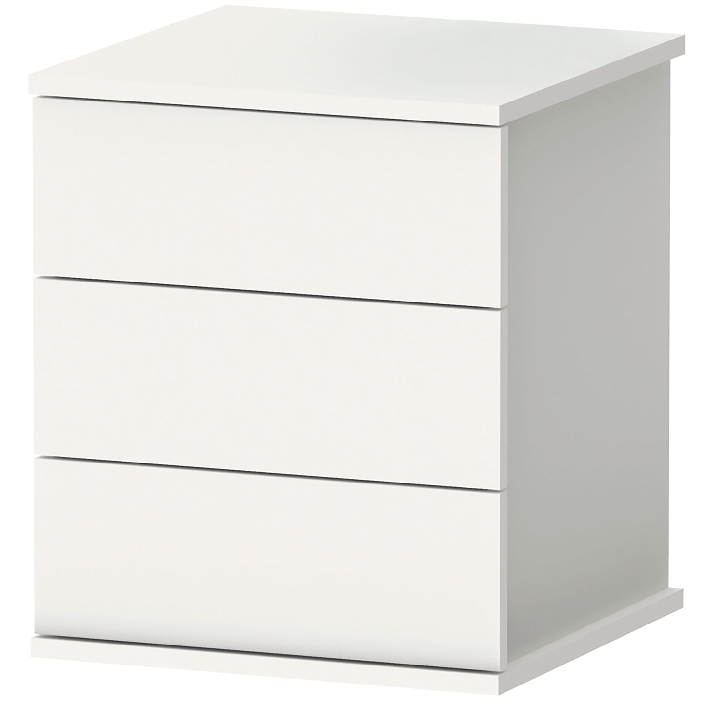 Mesita De Noche 3 Cajones, Mesilla Dormitorio Cajonera 48,5x41x40 Cm (alto X Ancho X Profundo), Briebe, Serenade, Blanco