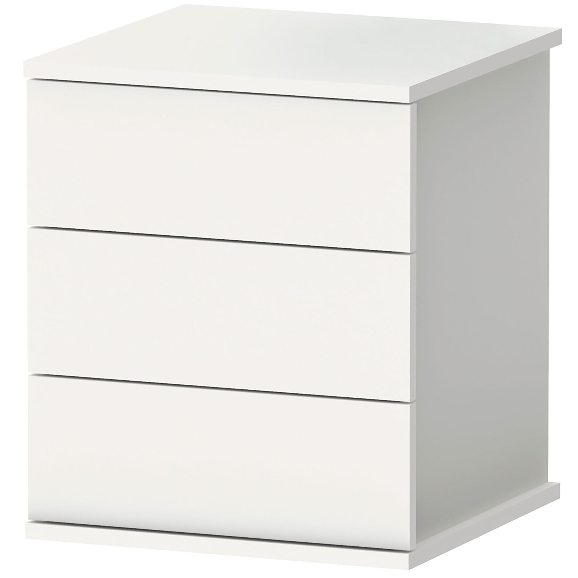 Mesita De Noche 3 Cajones, Mesilla Dormitorio Cajonera 48,5x41x40 Cm (alto X Ancho X Profundo), Briebe, Serenade, Blanco