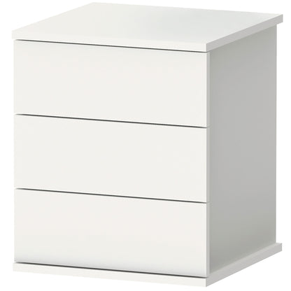 Mesita De Noche 3 Cajones, Mesilla Dormitorio Cajonera 48,5x41x40 Cm (alto X Ancho X Profundo), Briebe, Serenade, Blanco