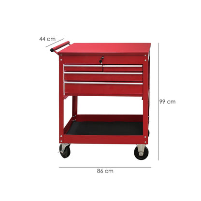 Carro Portaherramientas Metalico 86x44x99 Cm. Con 4 Cajones Y 2 Bandejas